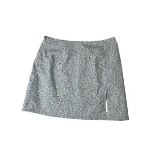 SHEIN Women Light Blue Floral Mini Skirt Side Slit A-Line Size S
